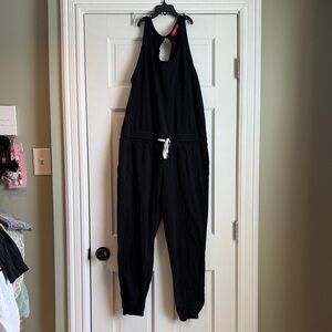 Black Sleeveless Jumpsuit with drawstring and pockets